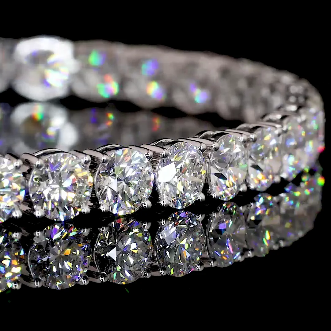 13.16 Cts 14k White Gold Round Shape Tennis Bracelet - Image 3