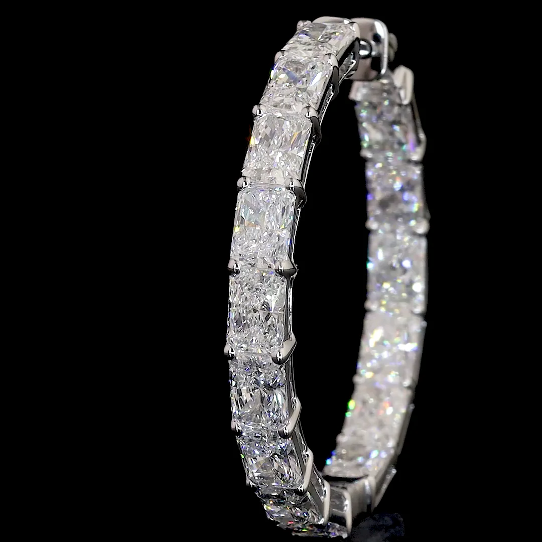 9.6 Cts 14k White Gold Radiant Shape Hoops Earring - Image 3