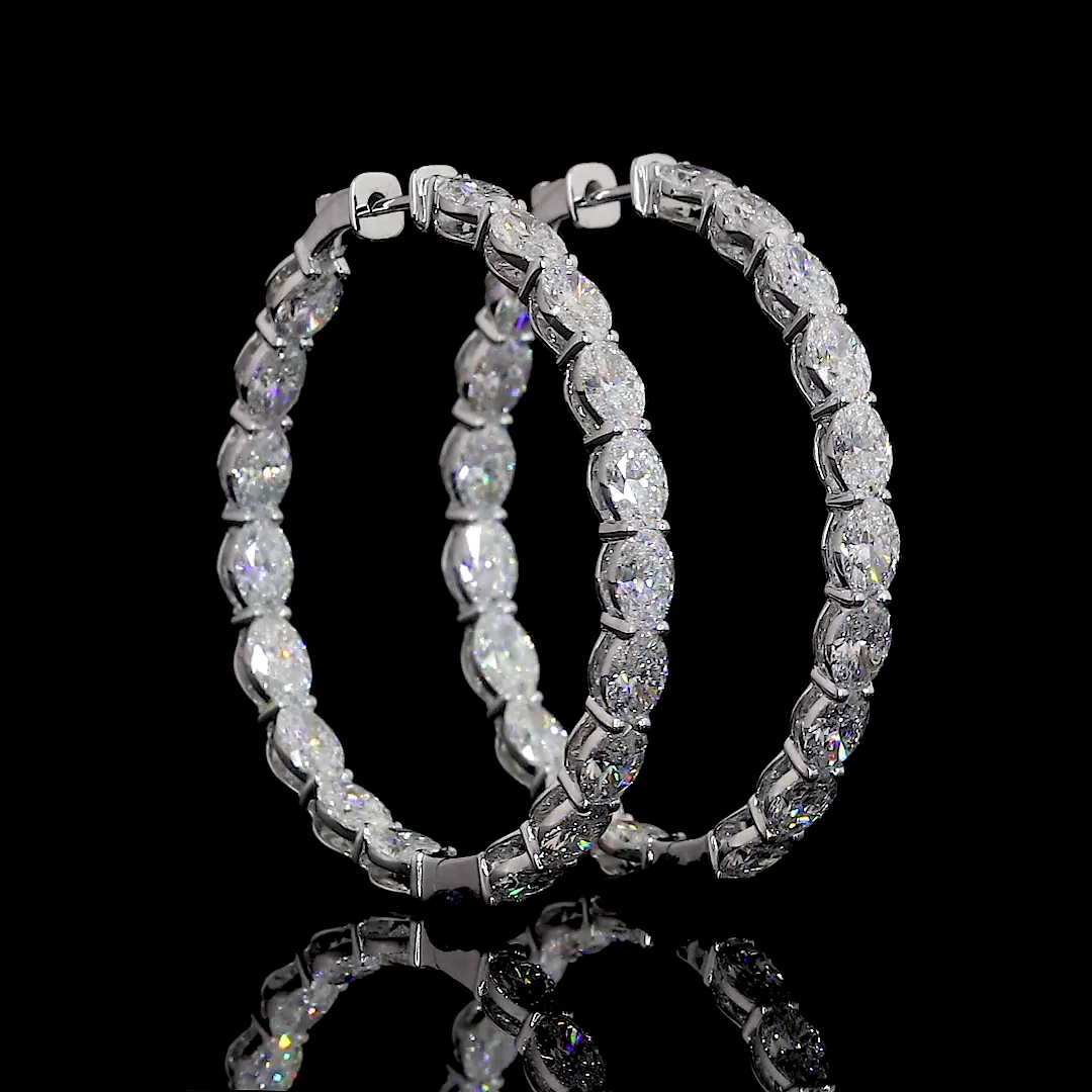11.68 Cts 14k White Gold Oval Shape Hoops Earring - Image 2
