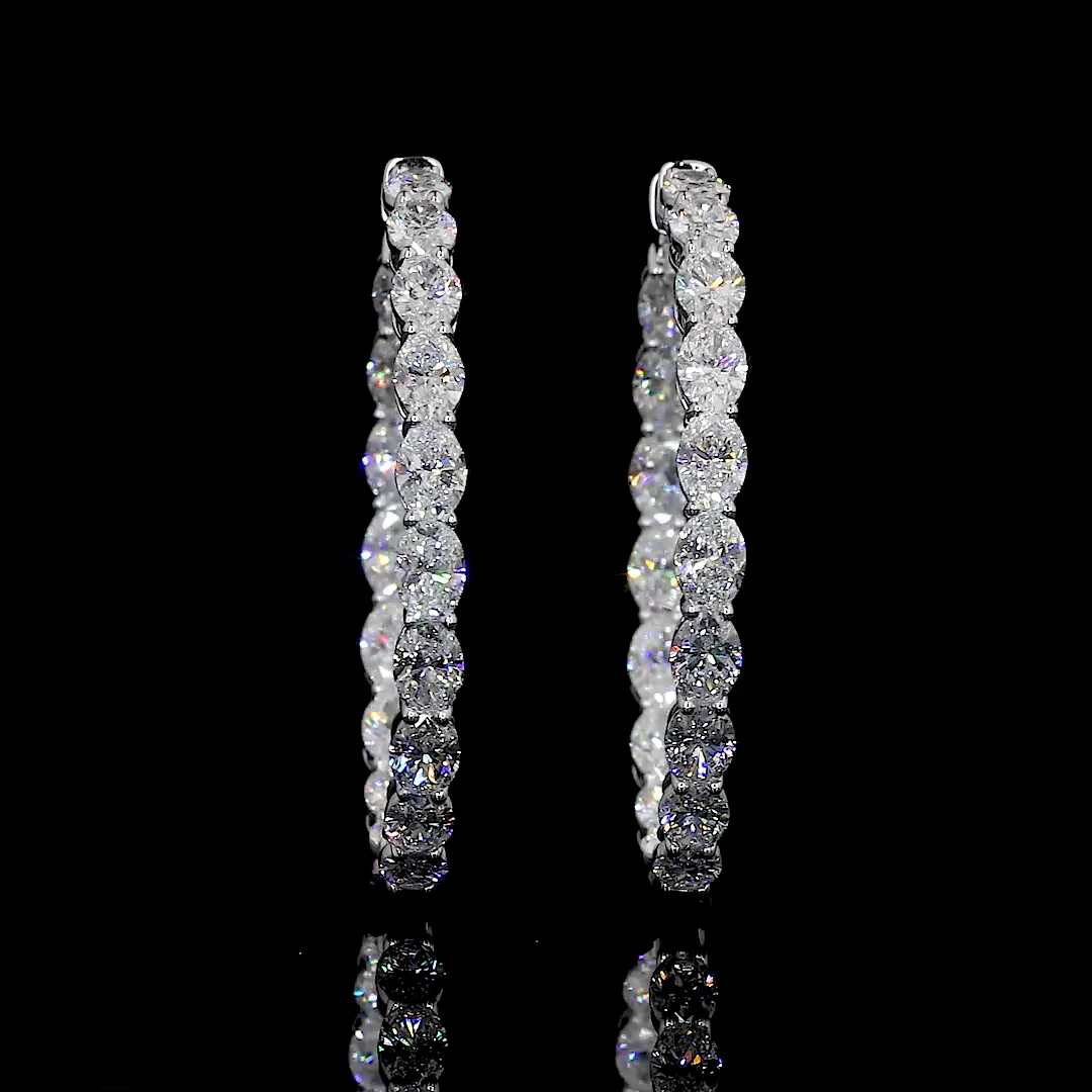 11.68 Cts 14k White Gold Oval Shape Hoops Earring - Video