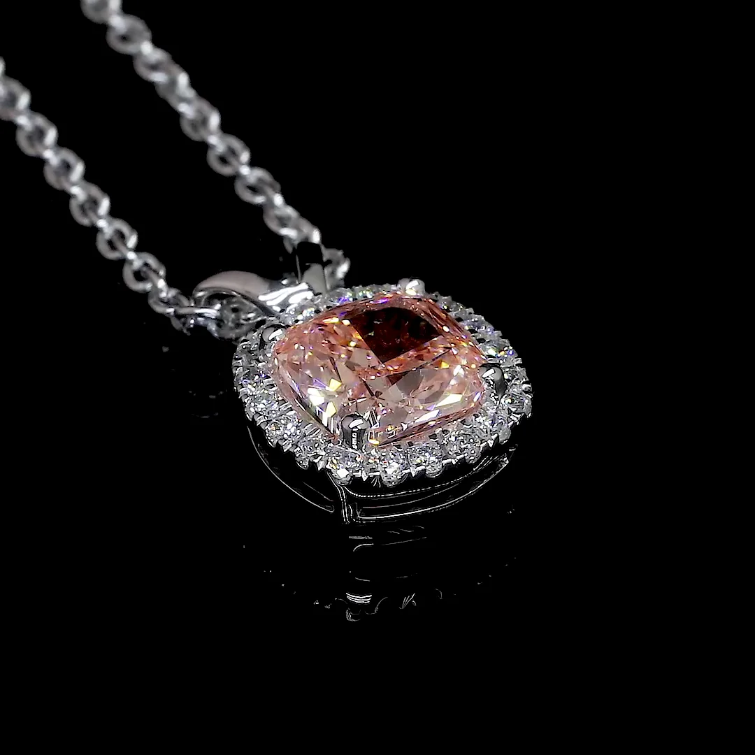 1.05 Cts 14k White Gold Cushion Modified Shape Halo Pendant - Image 4