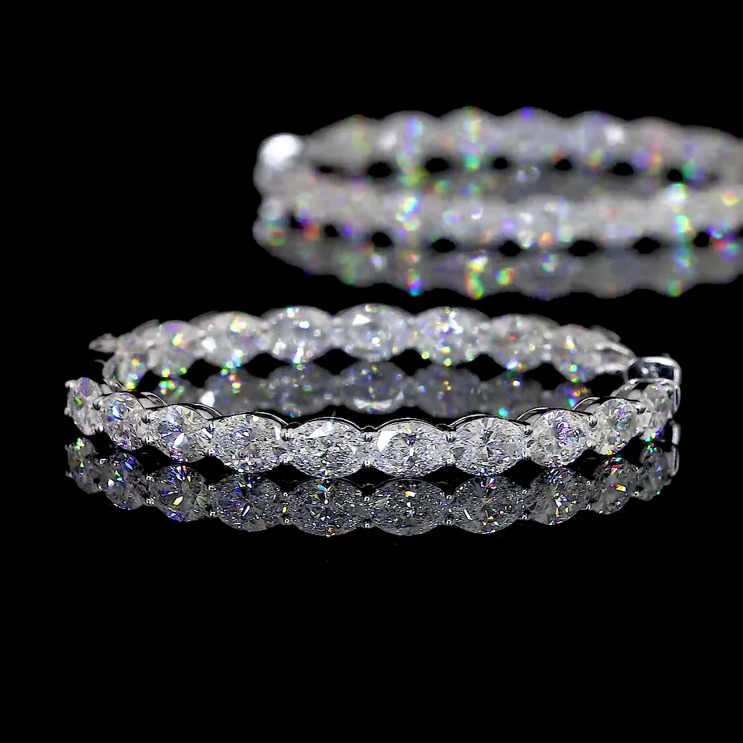 7.62 Cts 14k White Gold Oval Shape Hoops Earring - Image 4