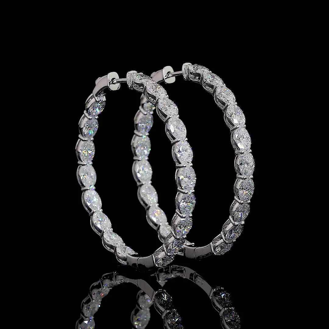 7.62 Cts 14k White Gold Oval Shape Hoops Earring - Video