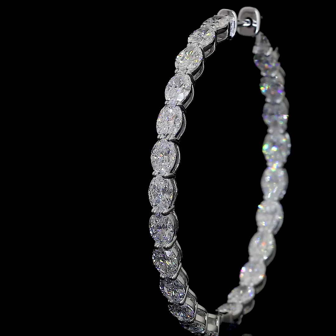 5.61 Cts 14k White Gold Oval Shape Hoops Earring - Image 2