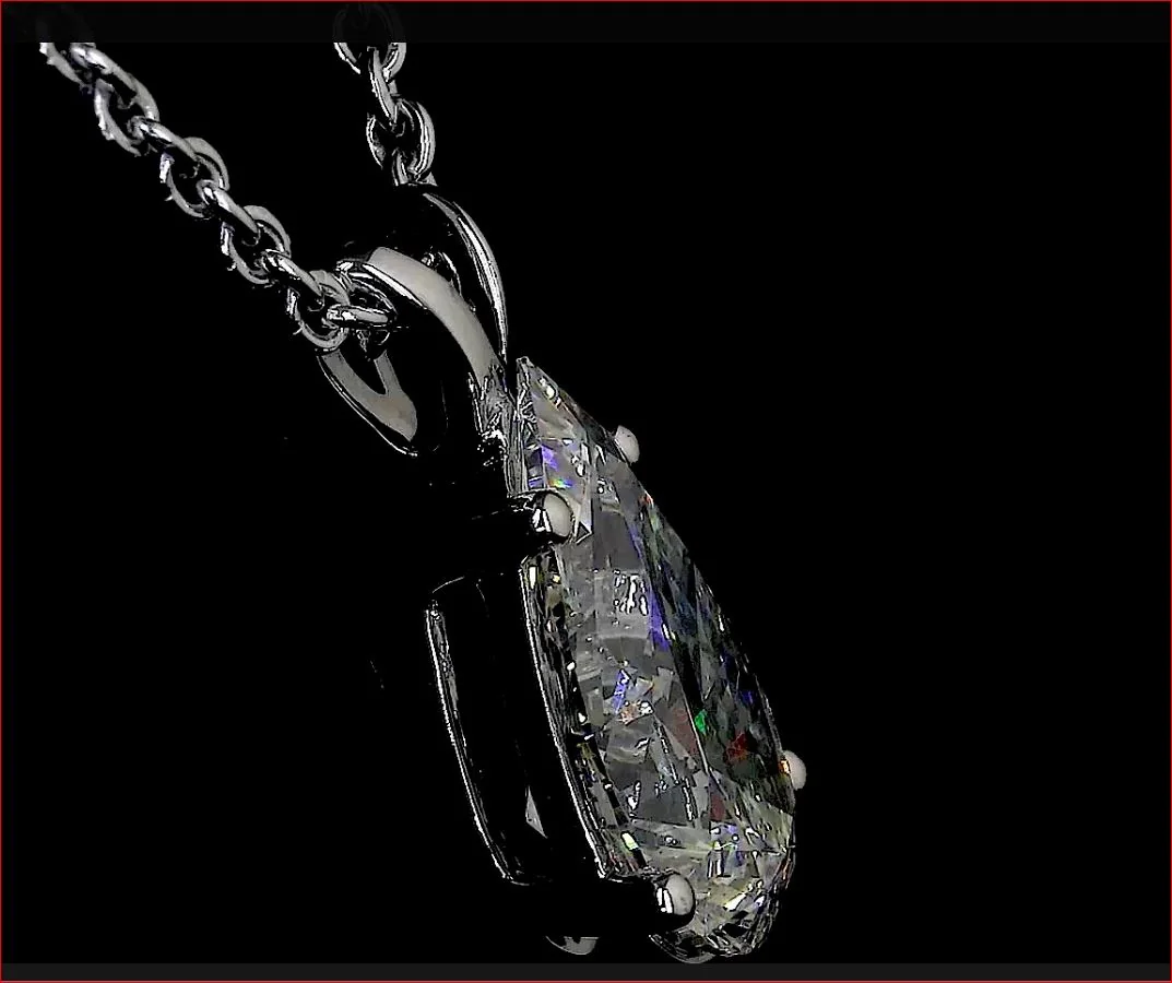 0.9 Cts 14k White Gold Pear Shape Solitaire Pendant - Image 4