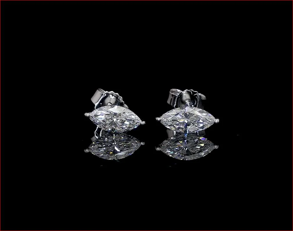 1.91 Cts 14k White Gold Marquise Shape Studs Earring - Video