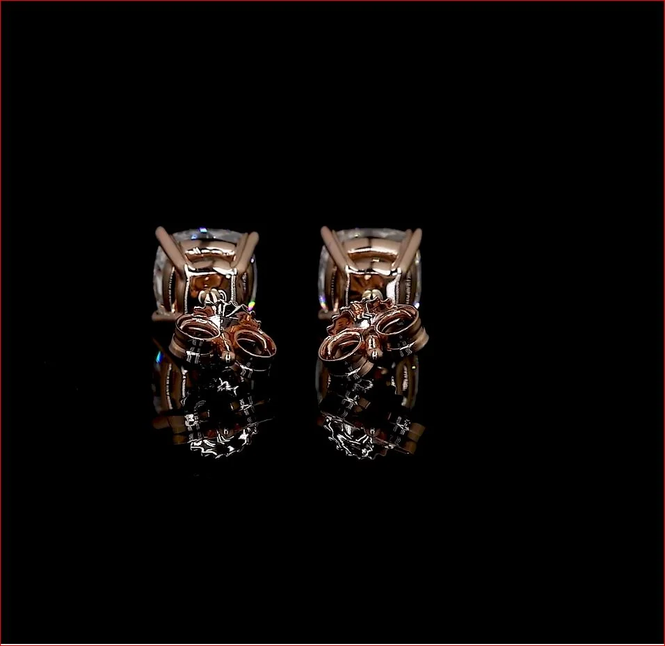 1.49 Cts 14k Rose Gold Cushion Shape Studs Earring - Image 3