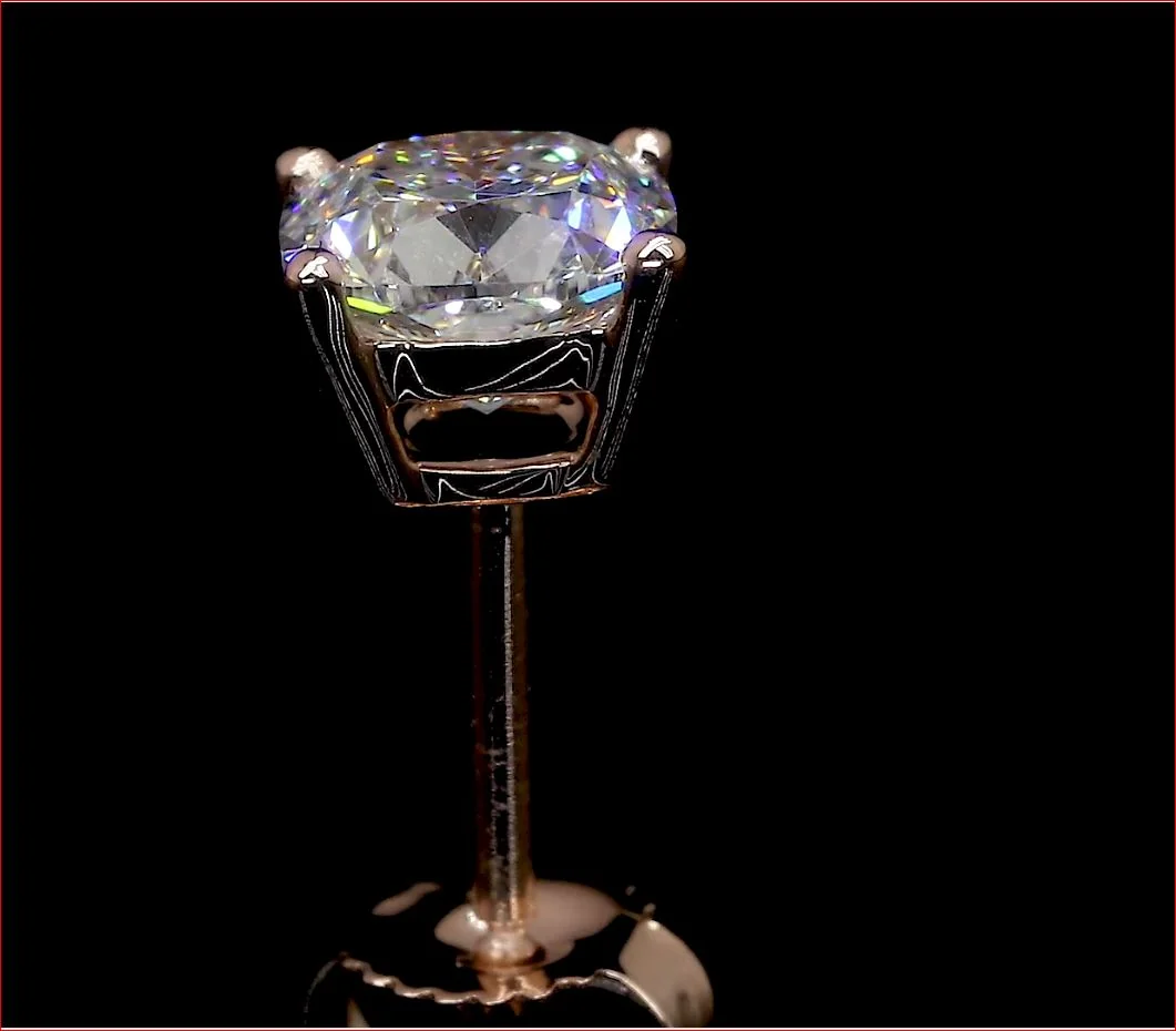 1.49 Cts 14k Rose Gold Cushion Shape Studs Earring - Image 4