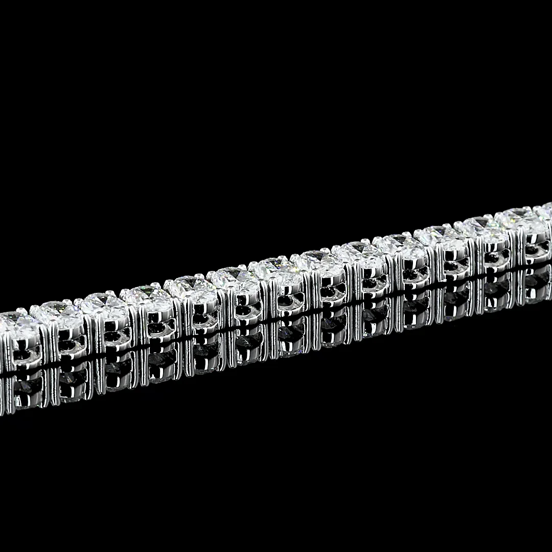 7 Cts 14k White Gold Oval Shape Tennis Bracelet - Image 4