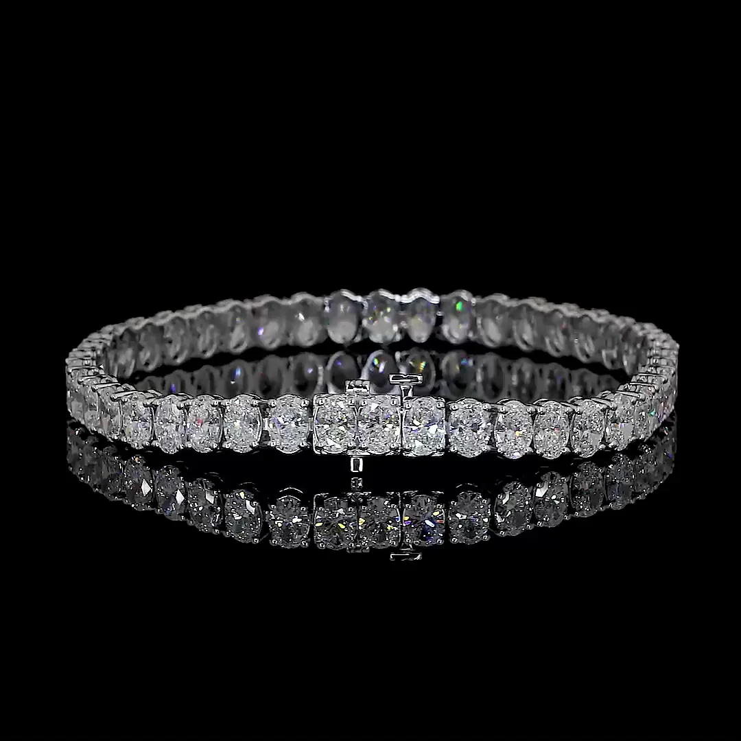 5.03 Cts 14k White Gold Oval Shape Tennis Bracelet - Image 3