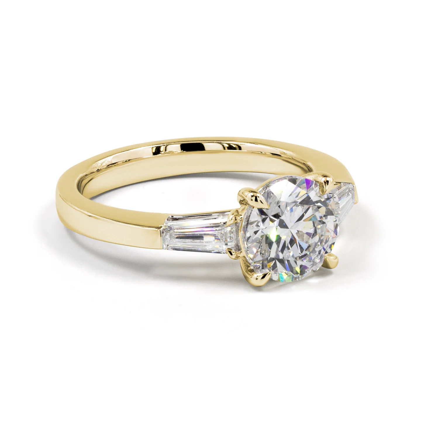 2.07 Cts 14k Yellow Gold Round Shape 3 Stones Ring - Image 2
