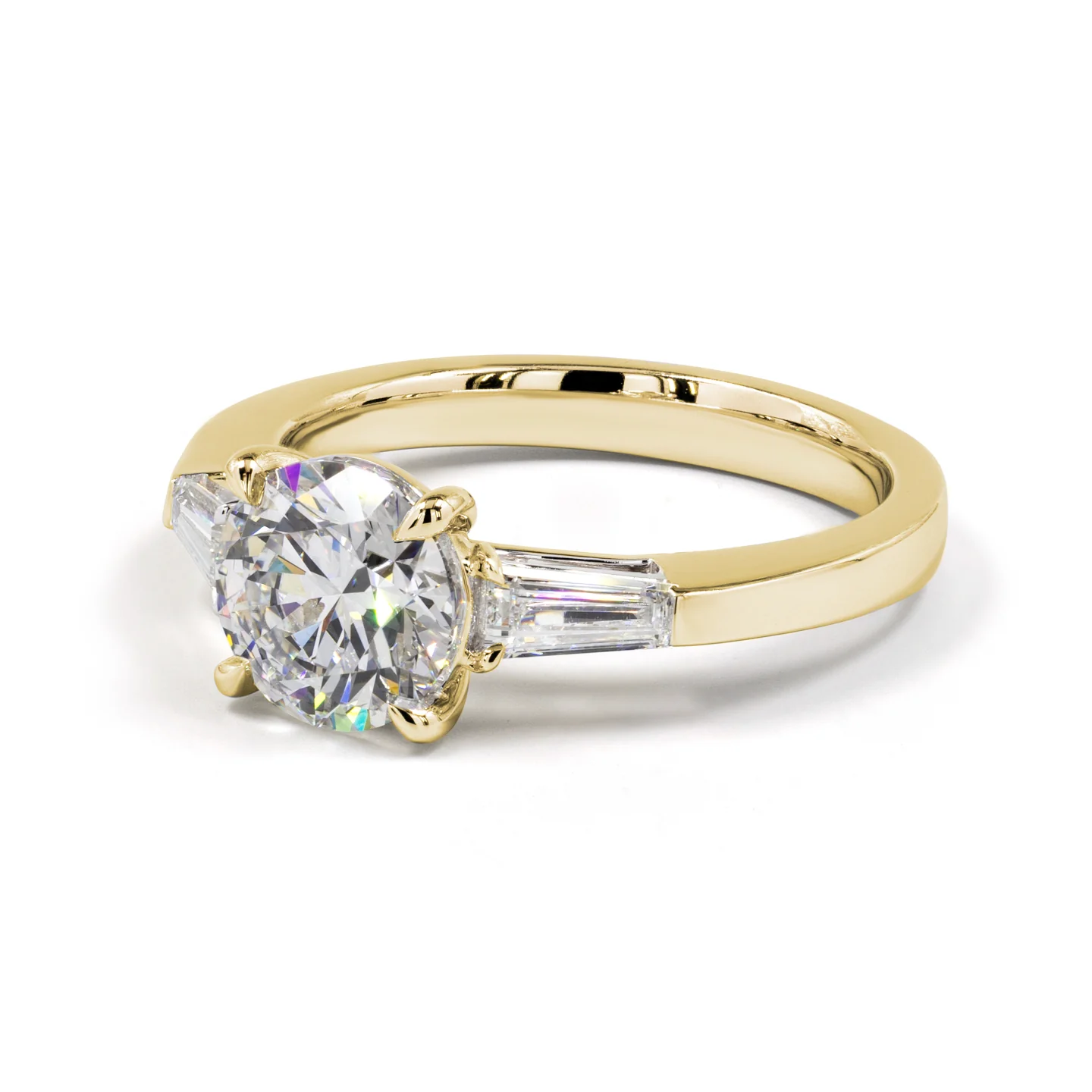 2.07 Cts 14k Yellow Gold Round Shape 3 Stones Ring - Image 4