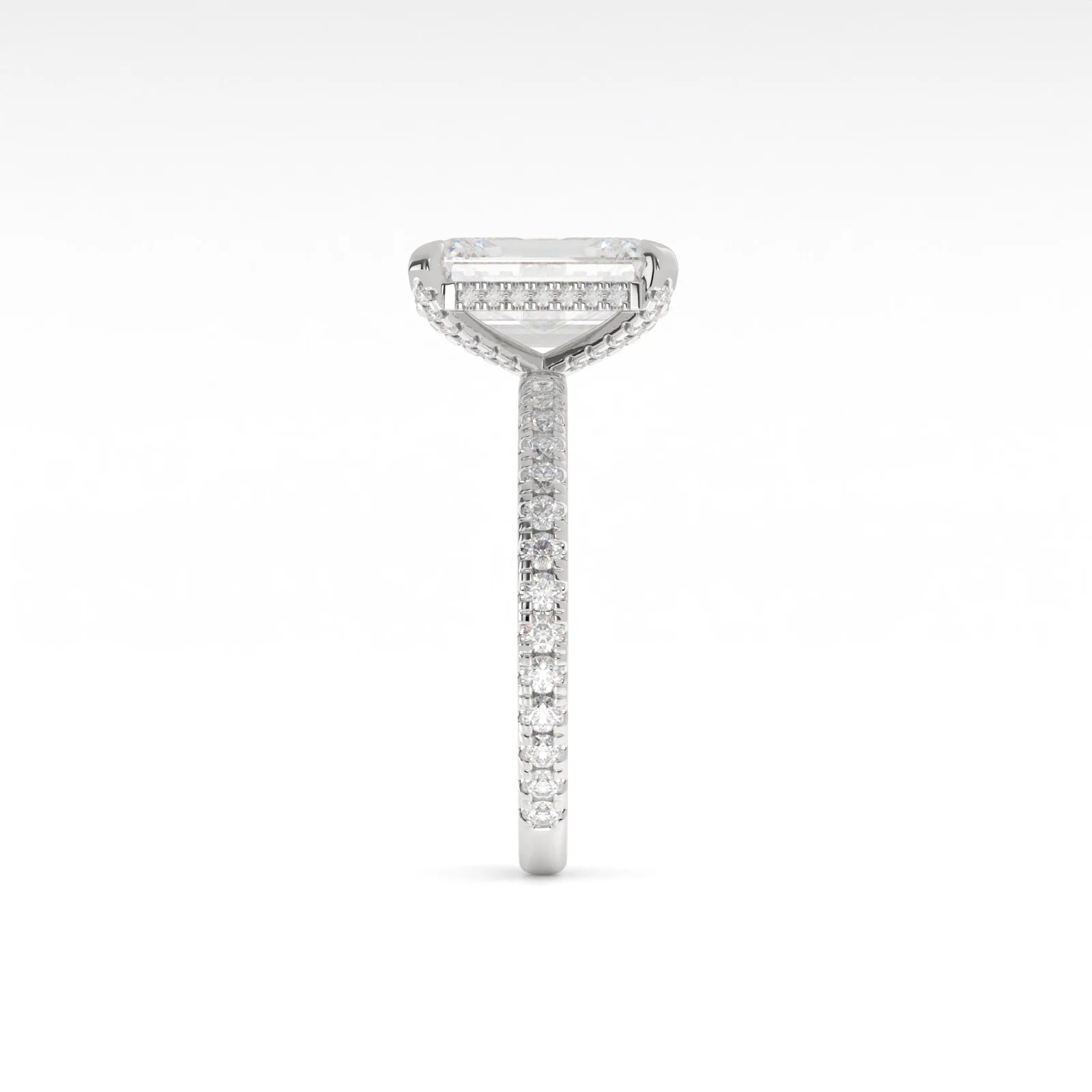 1.43 Cts 14k White Gold Emerald Shape Hidden Halo Ring - Image 3