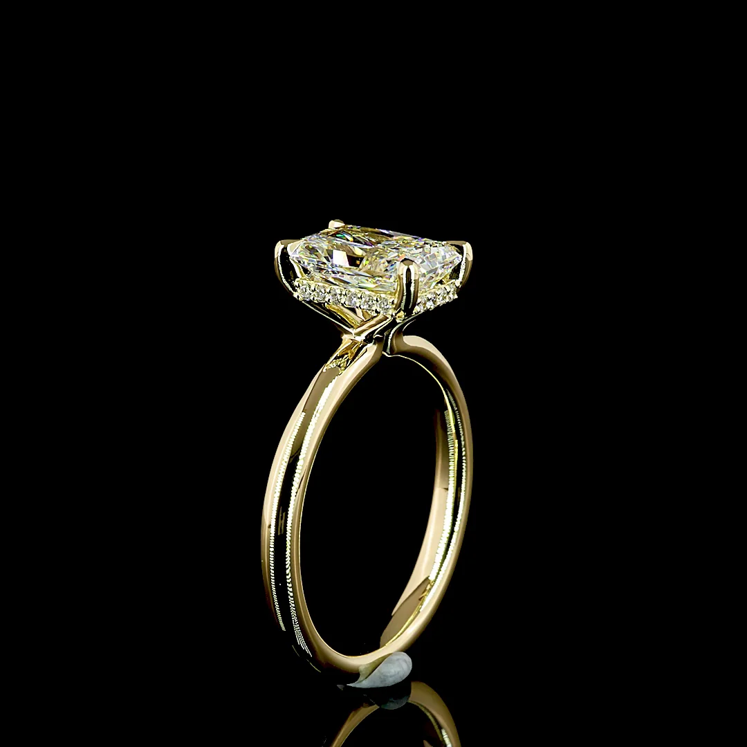 1.87 Cts 14k Yellow Gold Radiant Shape Hidden Halo Ring - Image 4