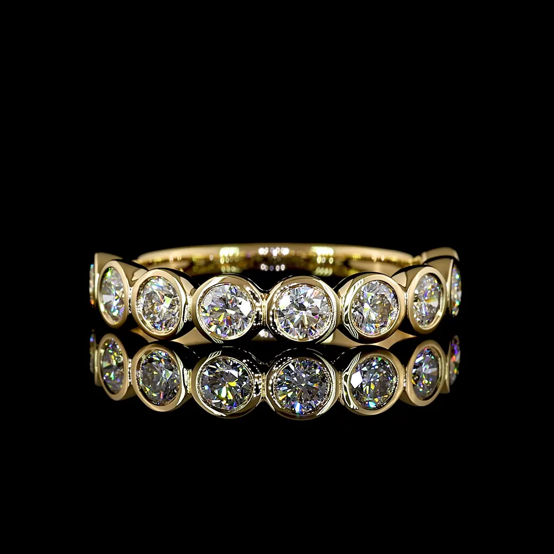 1.09 Cts 18k Yellow Gold Round Shape 3/4 Band Eternity Band
