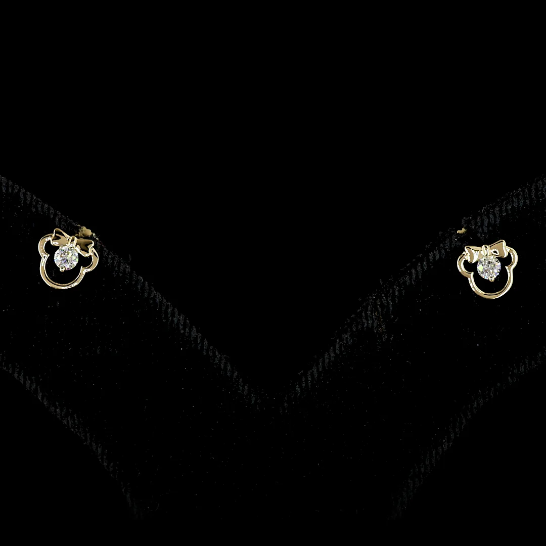 0.11 Cts 14k Yellow Gold Round Shape Studs Earring