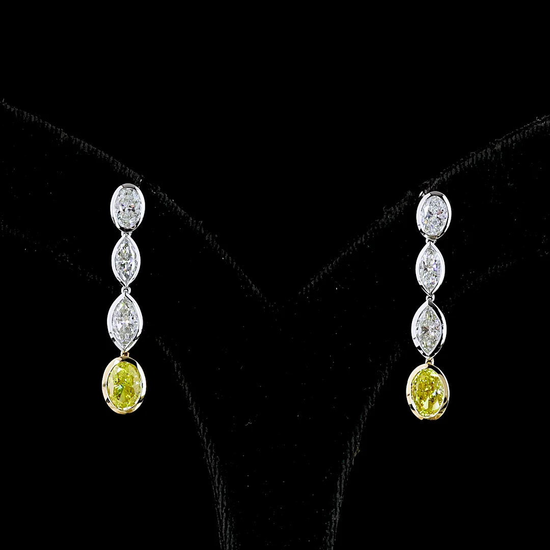 3.55 Cts 14k Two Tone Mix Shape Hanging Earring