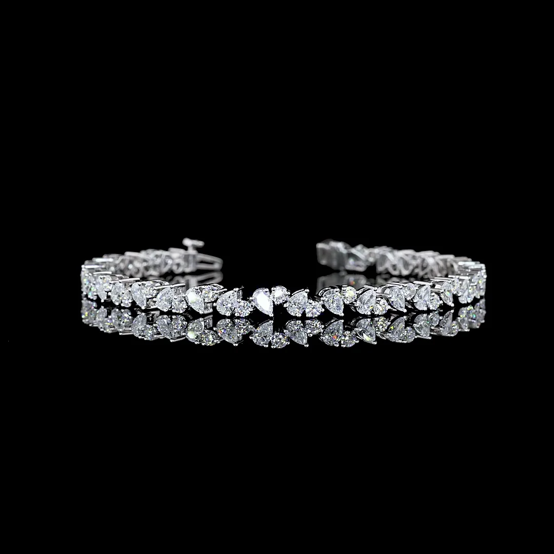 5.26 Cts 14k White Gold Mix Shape Tennis Bracelet