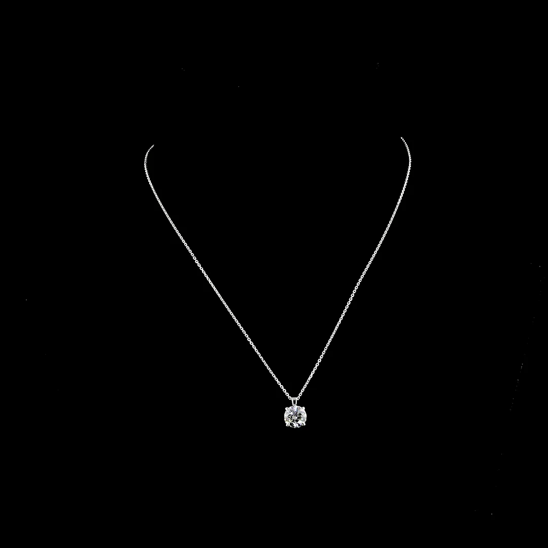 2.02 Cts 14k White Gold Round Shape Solitaire Pendant
