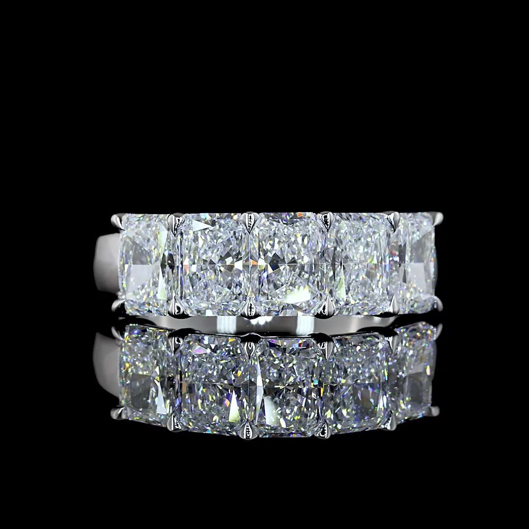3.05 Cts 14k White Gold Radiant Shape 5 Stones Eternity Band