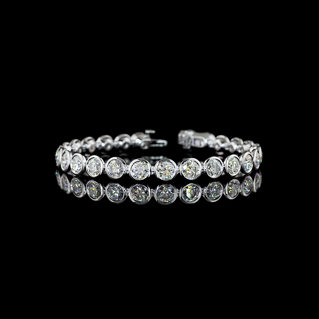 15.49 Cts 14k White Gold Round Shape Tennis Bracelet