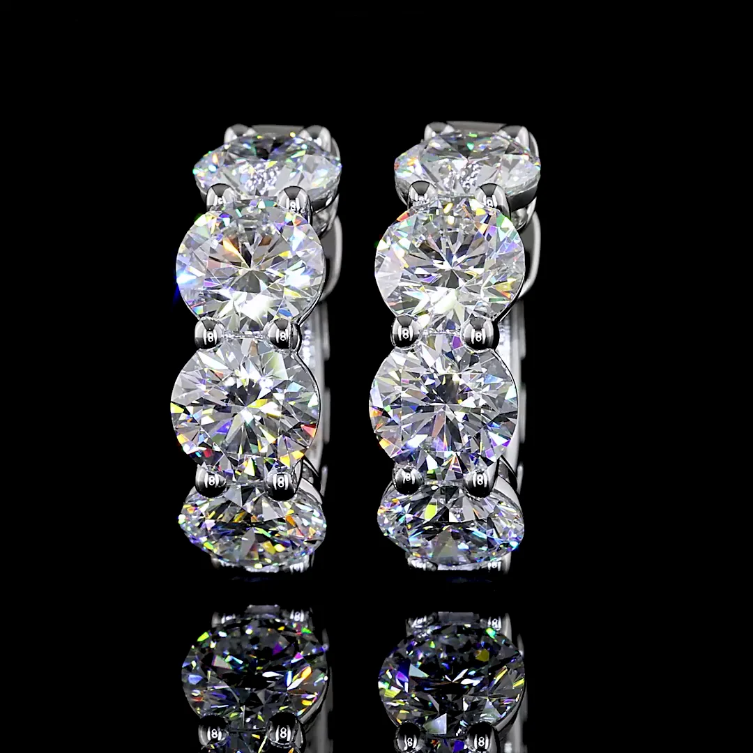 4.93 Cts 14k White Gold Round Shape Huggies Earring