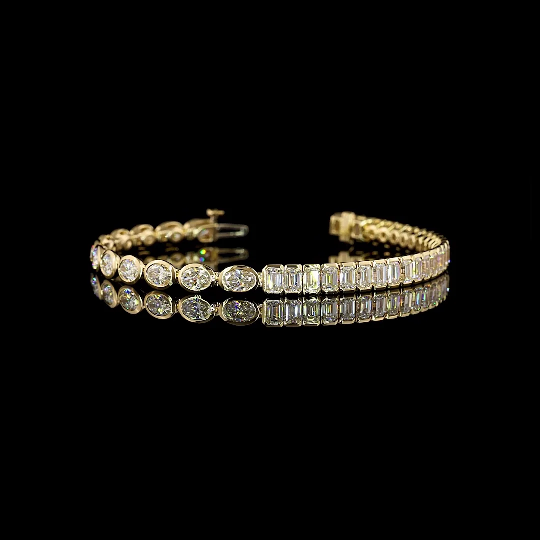 9.32 Cts 14k Yellow Gold Mix Shape Tennis Bracelet