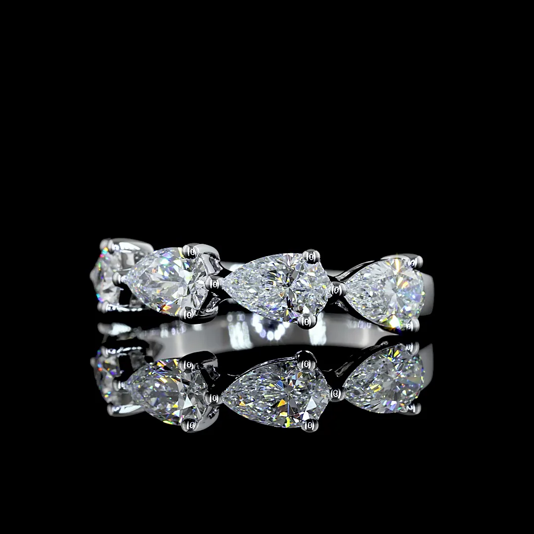 1.99 Cts 14k White Gold Pear Shape 5 Stones Eternity Band