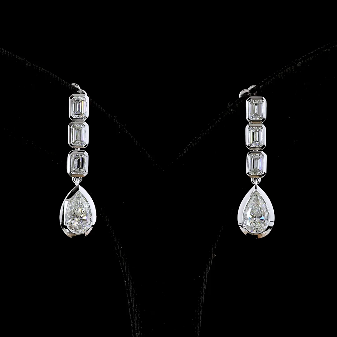 5.08 Cts 14k White Gold Mix Shape Hanging Earring