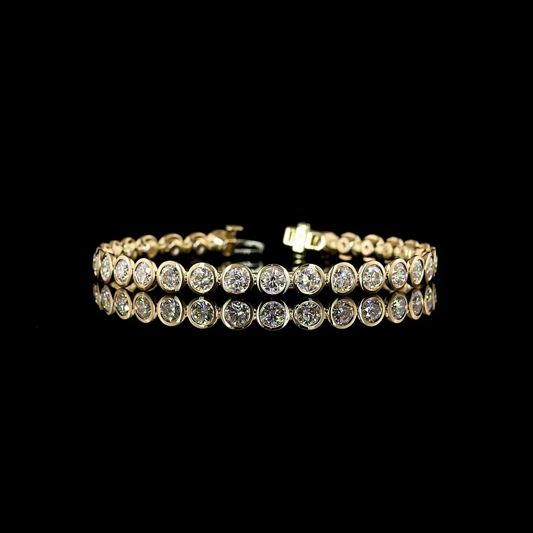 9.82 Cts 14k Yellow Gold Round Shape Tennis Bracelet