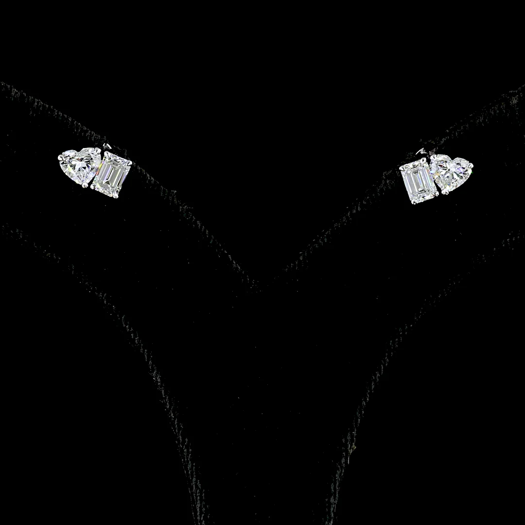 1.54 Cts 14k White Gold Mix Shape Studs Earring