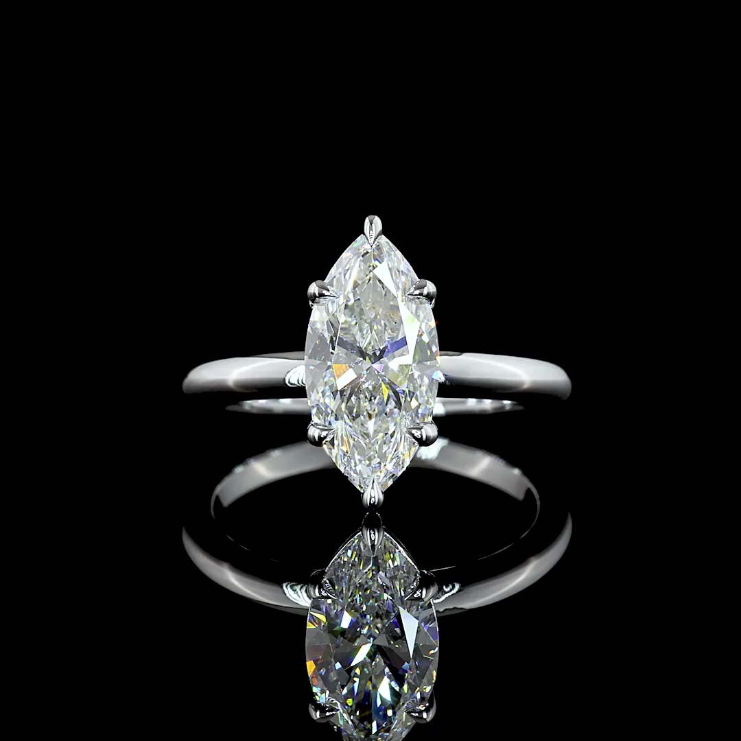 2.14 Cts 14k White Gold Marquise Shape Solitaire Ring