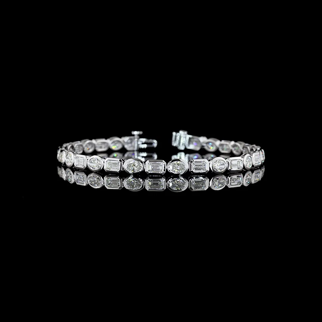 7.37 Cts 14k White Gold Mix Shape Tennis Bracelet