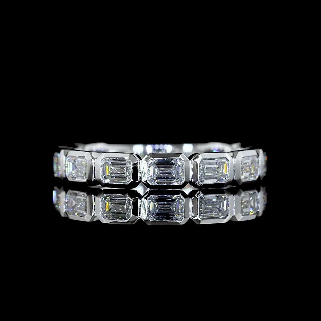 1.54 Cts 14k White Gold Emerald Shape 3/4 Band Eternity Band