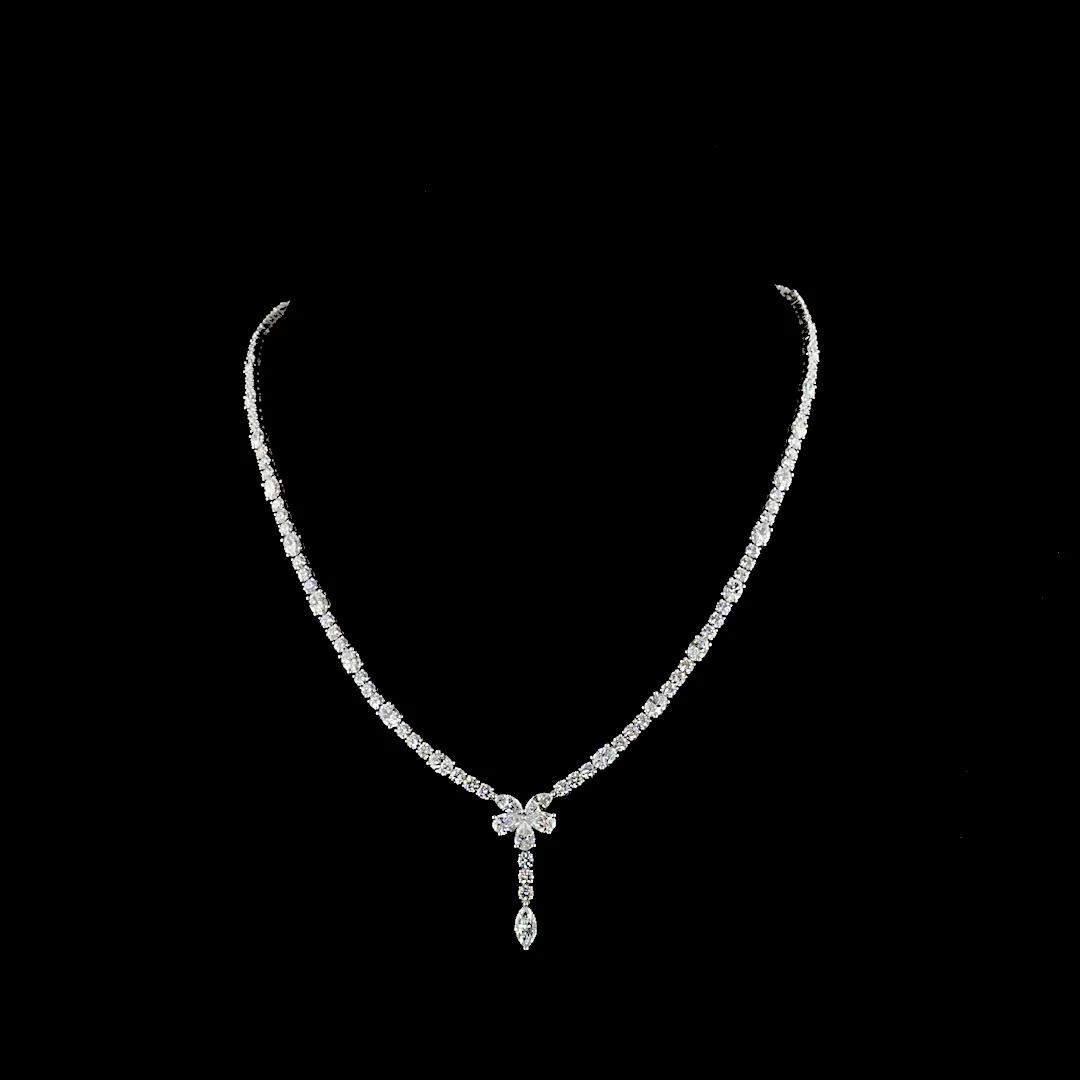 13.91 Cts 14k White Gold Mix Shape Special Necklace