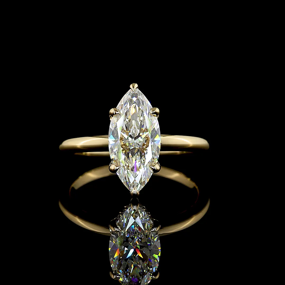 2.22 Cts 14k Yellow Gold Marquise Shape Hidden Halo Ring
