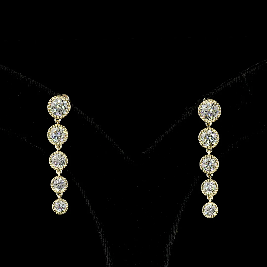 2.82 Cts 14k Yellow Gold Mix Shape Hanging Earring