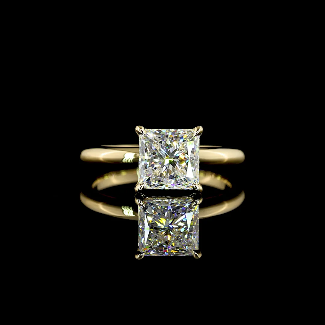 2.06 Cts 14k Yellow Gold Princess Shape Solitaire Ring