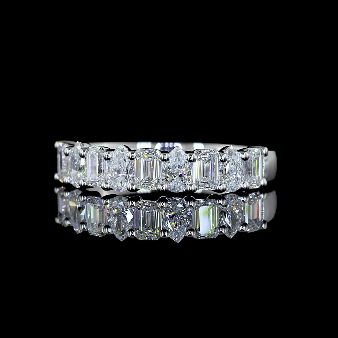 0.91 Cts 14k White Gold Mix Shape 3/4 Band Eternity Band