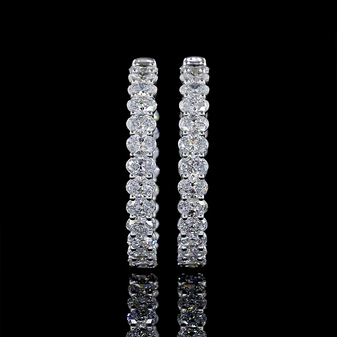 4.93 Cts 14k White Gold Oval Shape Hoops Earring