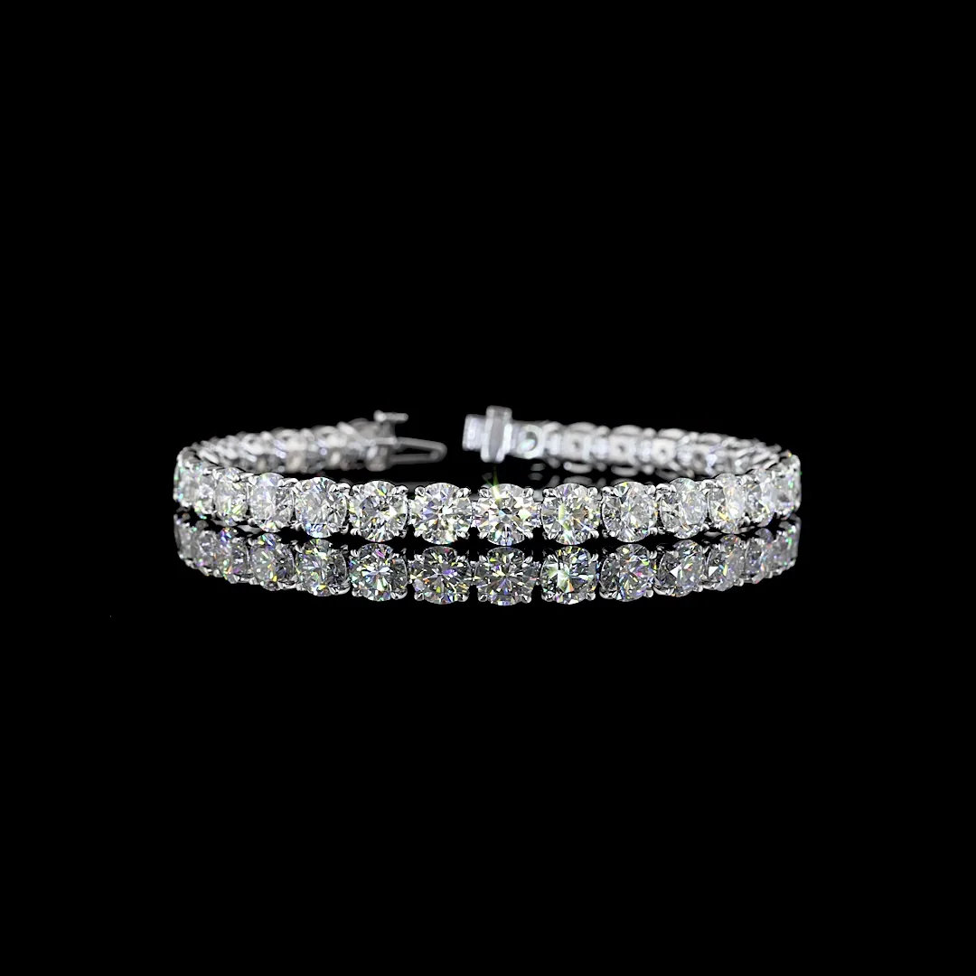 21.71 Cts 14k White Gold Round Shape Tennis Bracelet