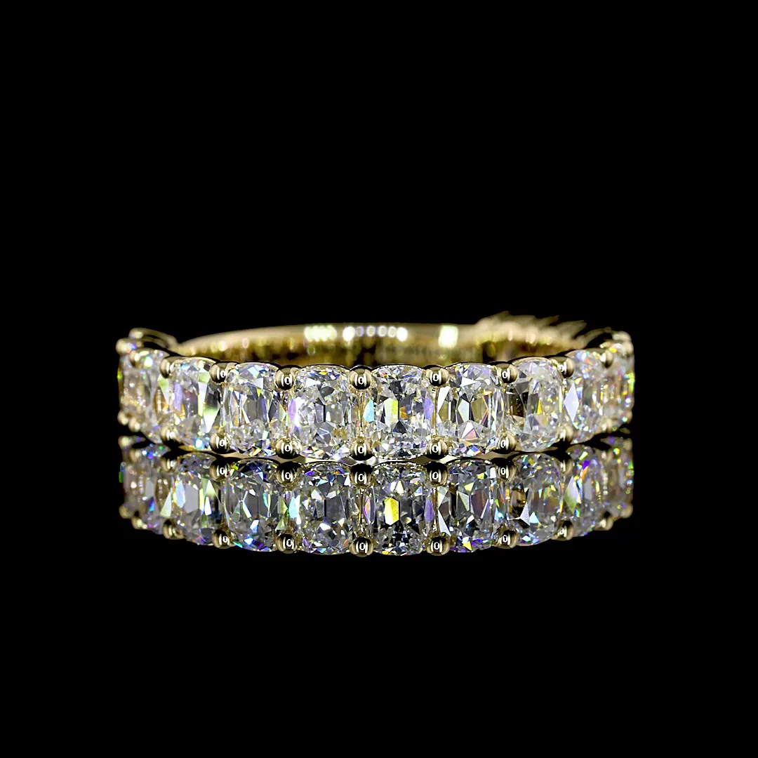 2.1 Cts 14k Yellow Gold Antique Cushion Shape 3/4 Band Eternity Band
