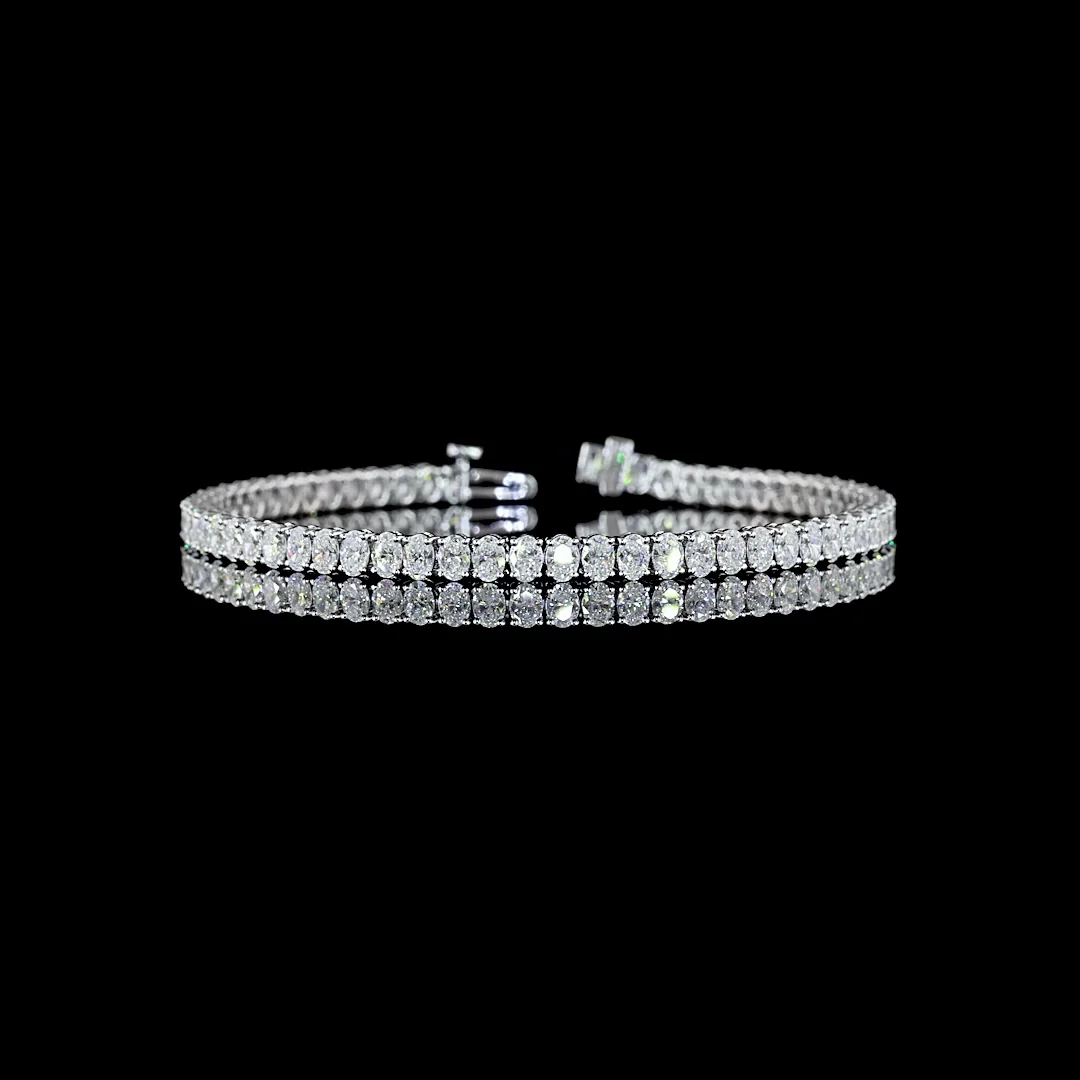 6.04 Cts 14k White Gold Oval Shape Tennis Bracelet