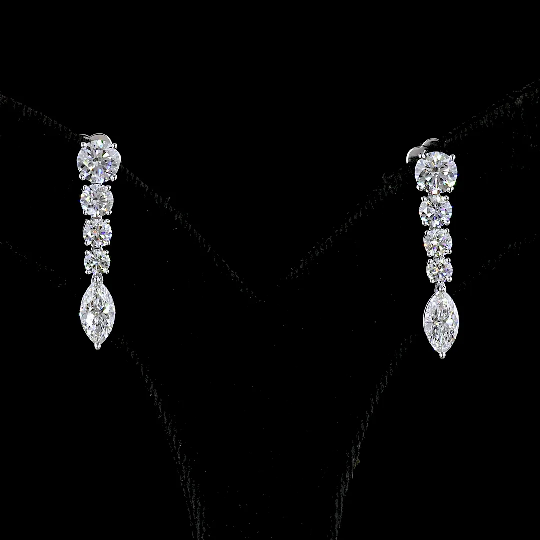 2.96 Cts 14k White Gold Mix Shape Hanging Earring