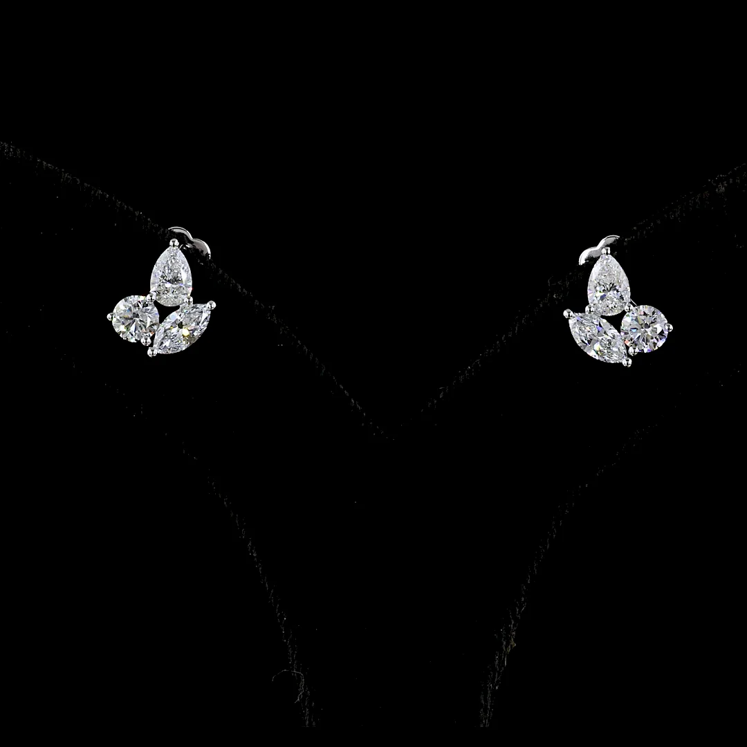 2.04 Cts 14k White Gold Round Shape Studs Earring