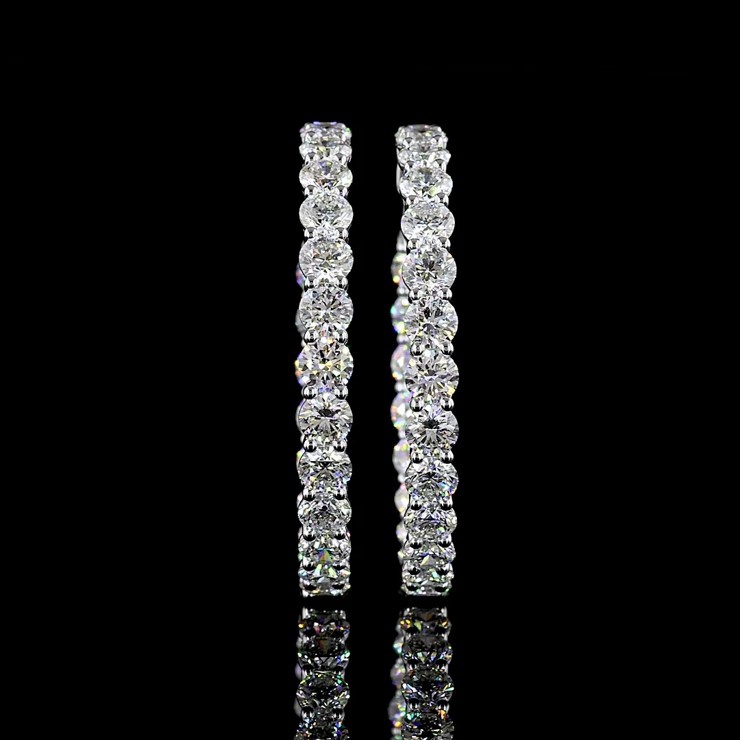 9.02 Cts 14k White Gold Round Shape Hoops Earring