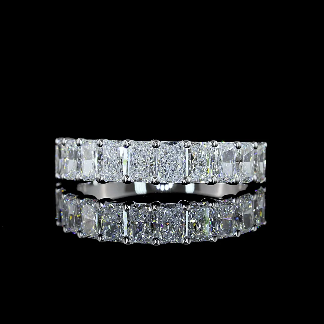 2.32 Cts 18k White Gold Radiant Shape Half Eternity Eternity Band