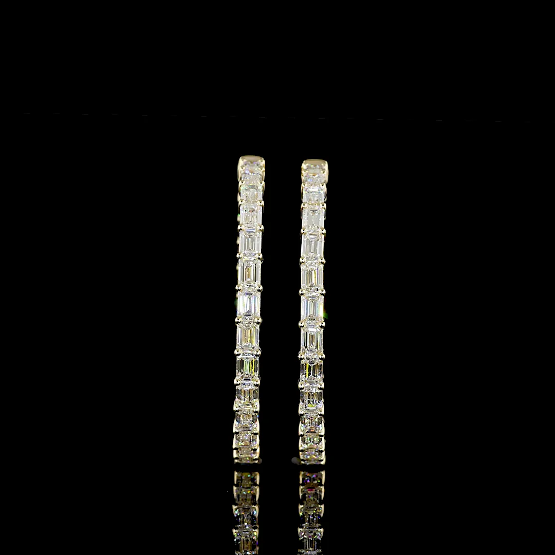 8.64 Cts 14k Yellow Gold Emerald Shape Hoops Earring