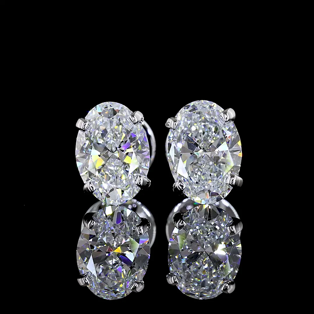 1.45 Cts 14k White Gold Oval Shape Studs Earring