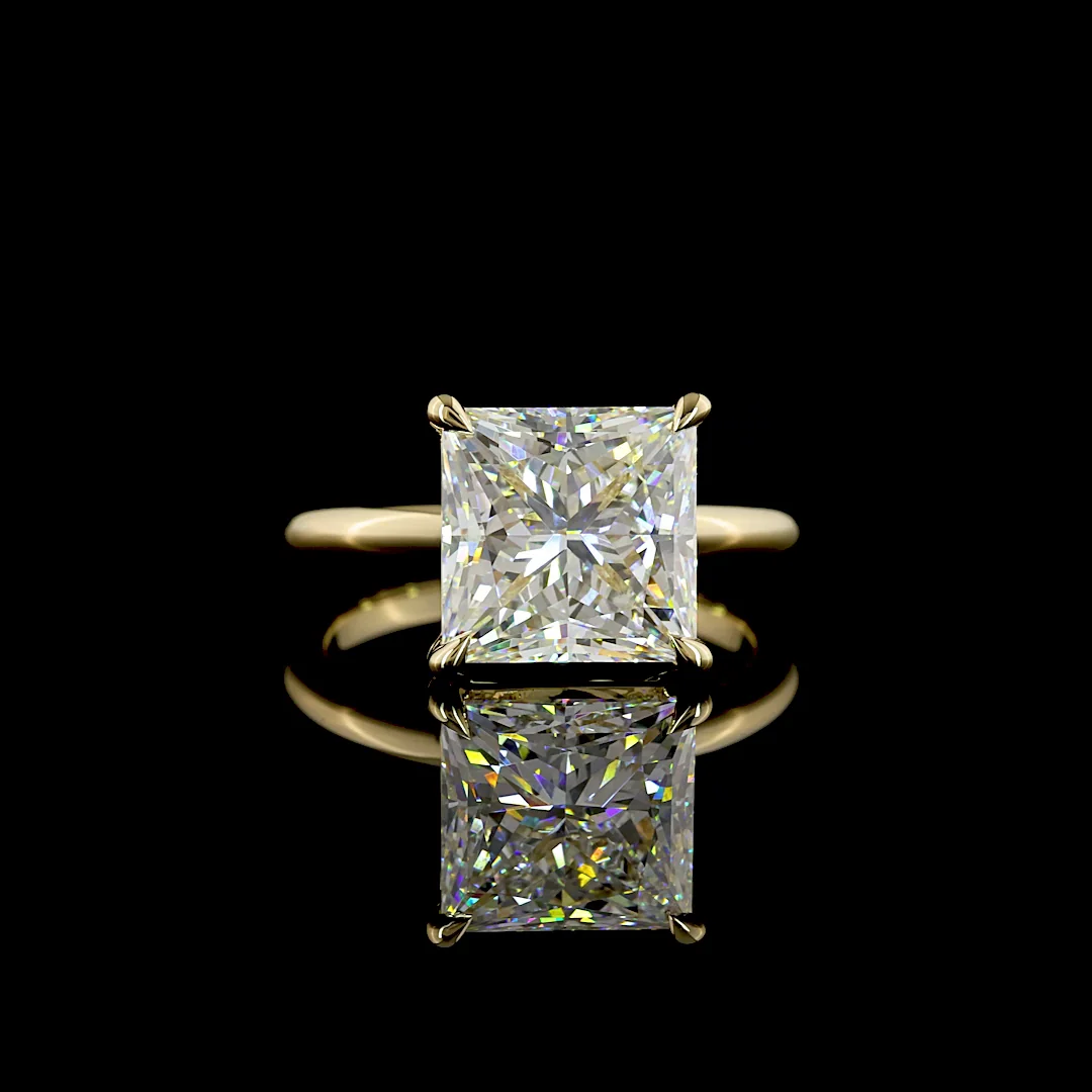 5.19 Cts 14k Yellow Gold Princess Shape Solitaire Ring